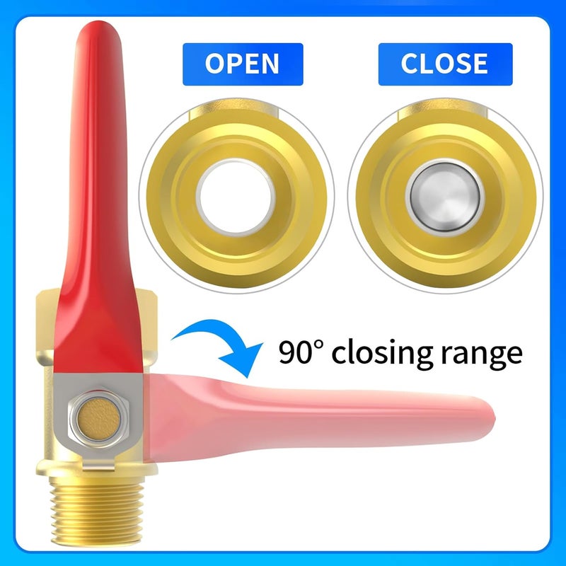 ChillWaves Brass Ball Valve, Air Compressor Ball Valve Shut Off Switch 1/4" NPT Male x 1/4" NPT Female Thread Pipe Fitting(4-PACK) - Image 5